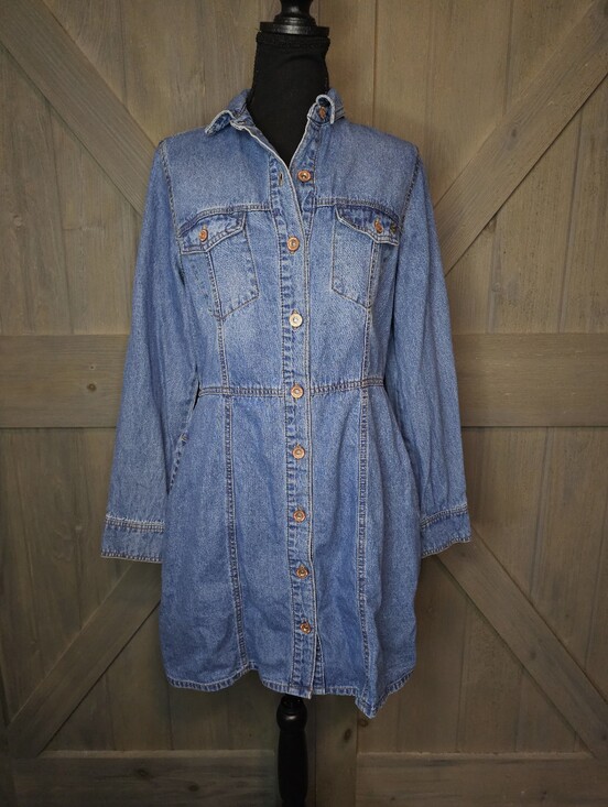 Frye Dresses & Skirts - Frye Women's Light Wash Button-Front Long Sleeve Denim Dress sz Small